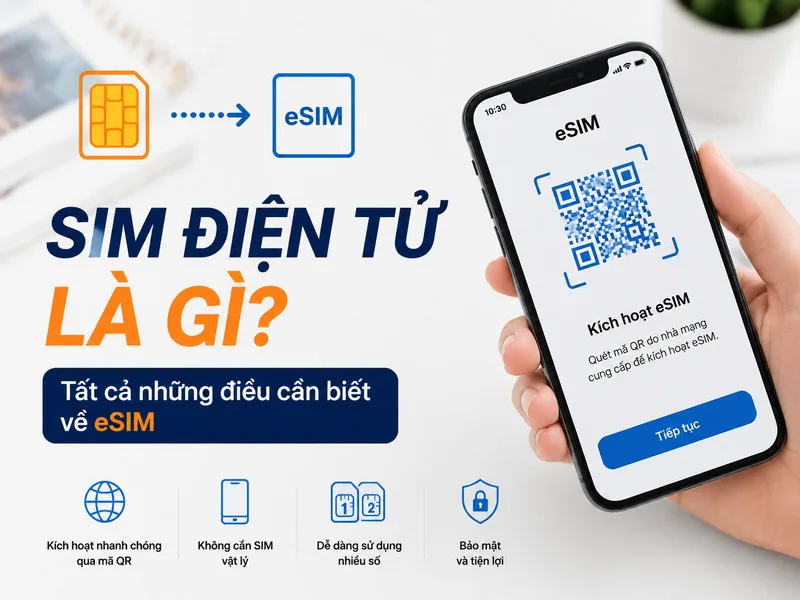 eSIM là một phần tử bảo mật tích hợp trong thiết bị, cho phép tải và quản lý hồ sơ thuê bao bằng phương thức số hóa.